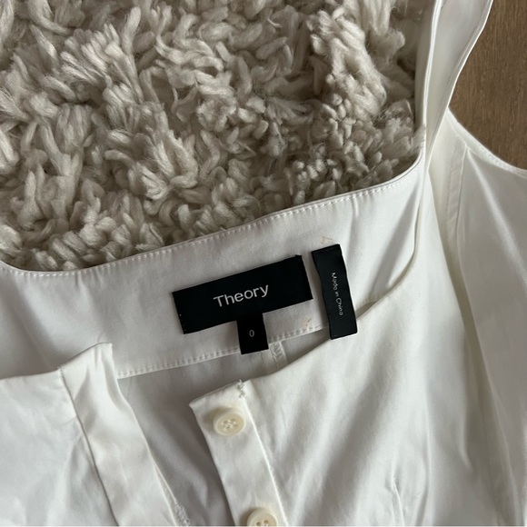 Theory Women’s White Scoop Neck Button Up Dress | US 0 - Picture 13 of 14